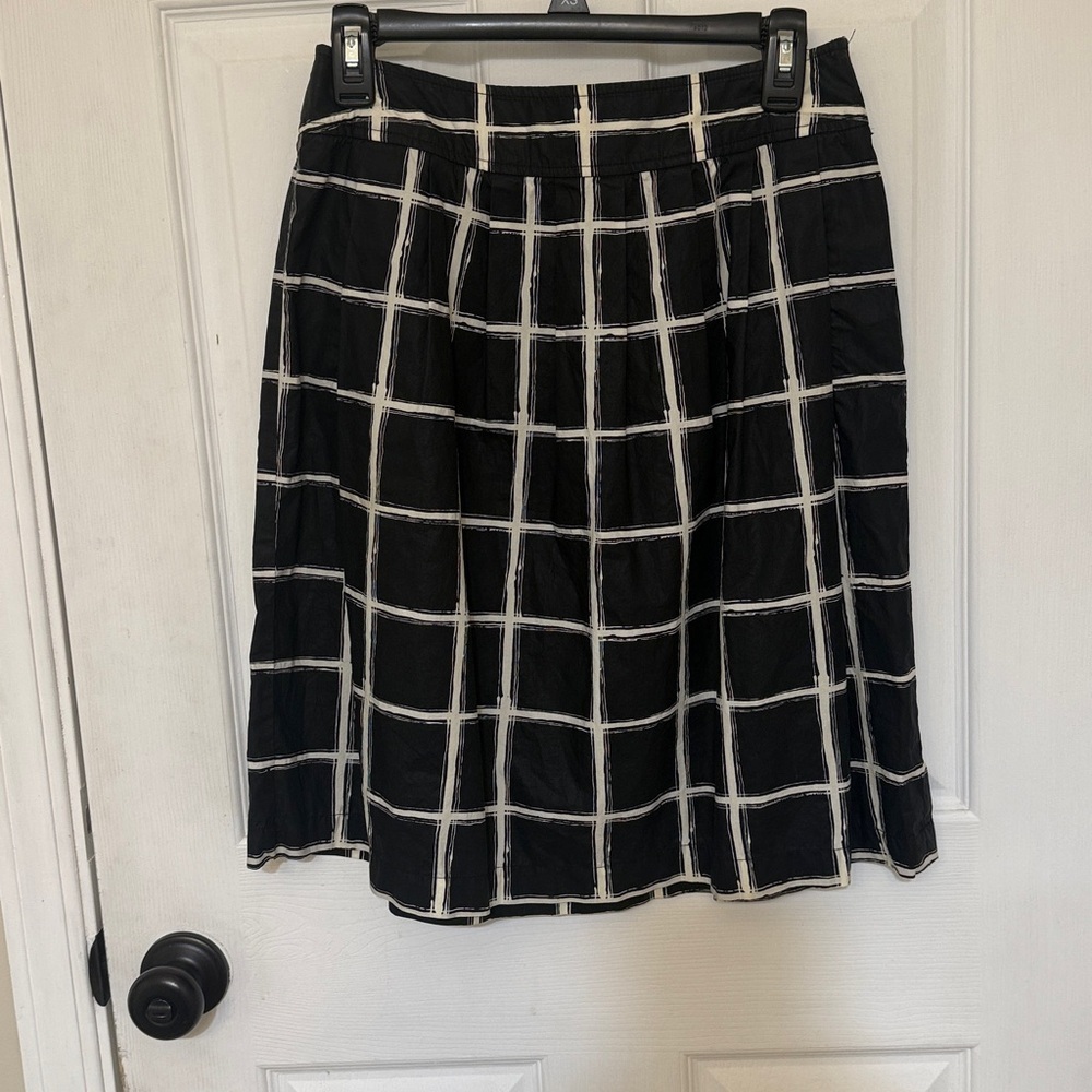 Michael Kors Black White Windowpane Pleated Skirt Size 4 Small Office Career - Picture 3 of 4